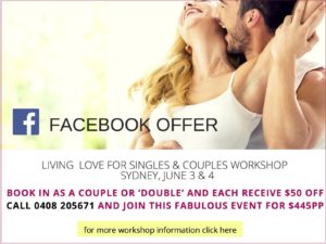 Facebook offer for Sydney Living Love workshop