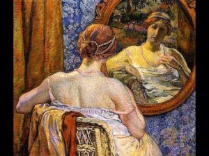 Painting of an woman looking in th e mirror